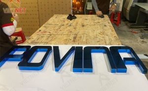 Gia công chữ inox xanh thương hiệu Povina