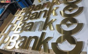 Bảng hiệu chữ inox vàng LP Bank