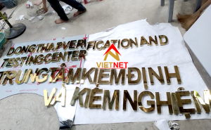 Bảng hiệu chữ inox vàng TT Kiểm Định và Kiểm Nghiệm tỉnh Đồng Tháp