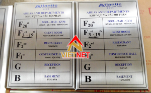Mẫu bảng inox in UV nội quy và chỉ dẫn Hotel Atlantic