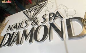 Chữ inox trắng gương Nails & Spa Diamond 