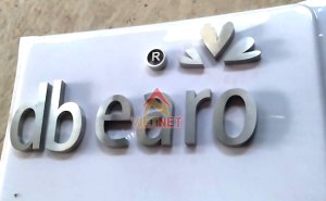 Gia công chữ inox trắng xước và logo DB EARO
