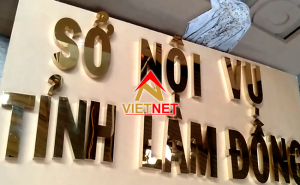 Bảng hiệu chữ inox vàng Sở Nội Vụ tỉnh Lâm Đồng 
