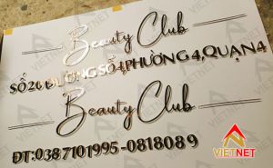 Chữ nổi mica dán inox vàng Beauty Club 
