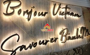 Gia công chữ inox sơn hấp nhiệt Bonjour Vietnam