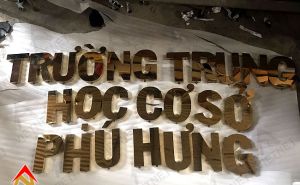 Làm bảng hiệu gia công chữ nổi cho Trường THCS Phú Hưng tỉnh An Giang