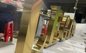 Gia công chữ inox vàng xước Legato