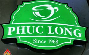 Làm hộp đèn quảng cáo logo Phúc Long 