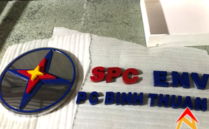 Bảng hiệu inox sơn hấp nhiệt Công ty điện lực EVN - PCS