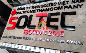 Bảng hiệu công ty chữ inox sơn nhấp nhiệt SOLTEC Đồng Nai 
